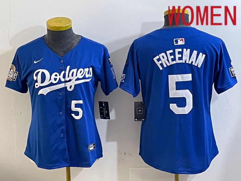 Women Los Angeles Dodgers #5 Freeman Blue Game 2024 Nike MLB Jersey style 11216